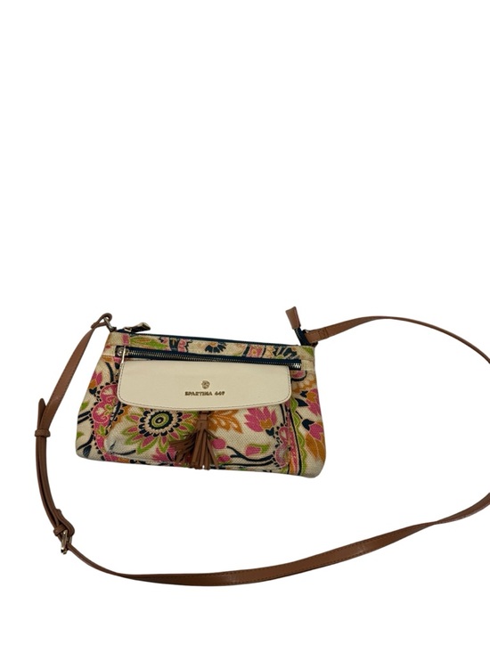 Spartina 449 Handbags - Spartina 449 Floral Canvas Crossbody with Cream Trim and Tan Strap